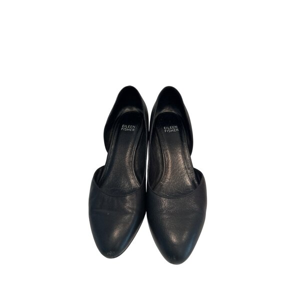 Eileen Fisher Lily Half D'Orsay Leather Black Pumps Women's Size 7.5 - Picture 6 of 13